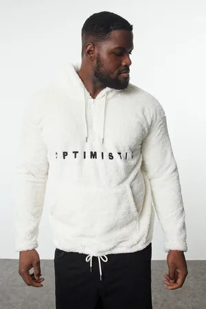 Trendyol Ecru Plus Size Oversize/Wide Cut Thick Plush Sweatshirt