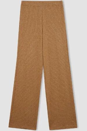 DeFacto Trousers Traditional Flare Fit Straight Leg Ribbed Camisole