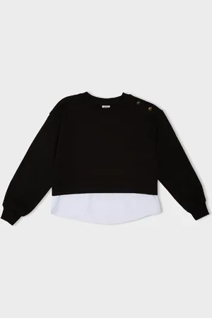 DeFacto Girl Relax Fit Crew Neck Hem Detailed Sweatshirt