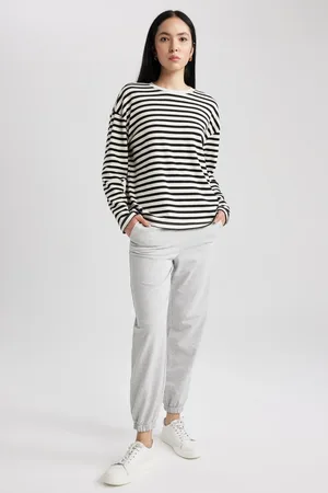 DeFacto Jogger High Waist Thin Sweatshirt Fabric Trousers