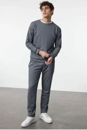 Trendyol Light Gray Regular/Normal Cut Basic Pique Textured Tracksuit