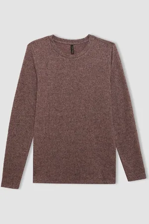 DeFacto Regular Fit Crew Neck Casual Basic Plain Long Sleeve T-Shirt
