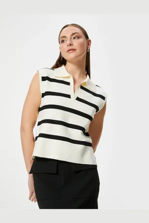 Koton Polo Collar Striped Sleeveless Knitted Sweater