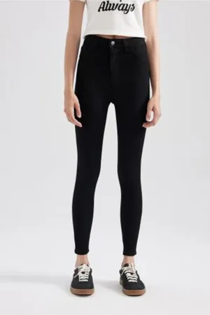 DeFacto Jegging High Waist Skinny Leg Pocket Ankle Length Basic Straight Jeans