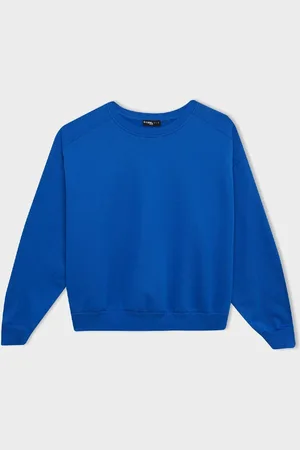 DeFacto Cool Oversize Wide Pattern Crew Neck Thick Basic Plain Sweatshirt