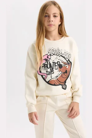 DeFacto Girl Ecru Scooby Doo Relax Fit Crew Neck Sweatshirt