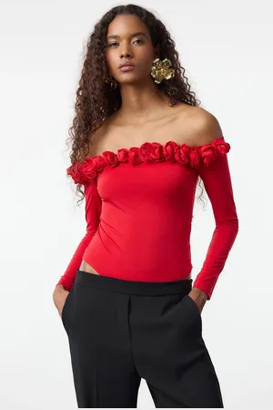 Trendyol Red Rose Detailed Knitted Bodysuit
