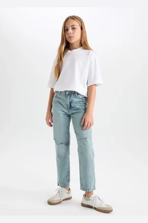 DeFacto Girl Mom Fit Ripped Detail Skinny Leg Jeans