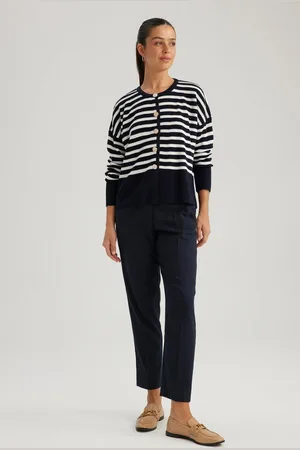 DeFacto Pants Slim Fit Slim Cut Basic Plain Black Pocket High Waist Short Leg