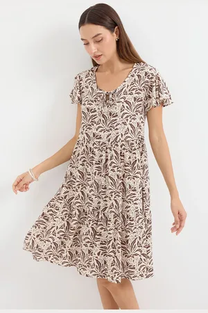 Bigdart 2352 V Neck Short Dress - Light Brown