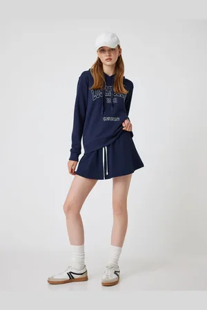 Koton Oversize Sweatshirt Hooded College Printed Kangaroo Pocket