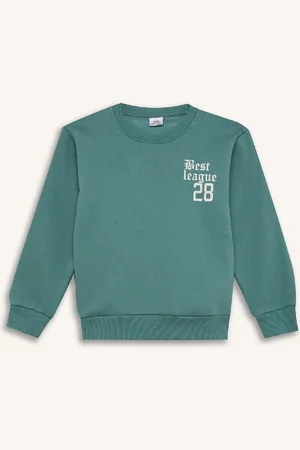 DeFacto Boy Oversize Wide Pattern Crew Neck Back Printed Thick Sweatshirt