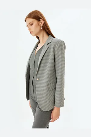 Koton Blazer Jacket Double Breasted Flap Pocket Detail
