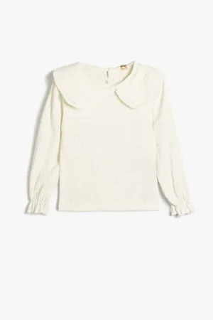 Koton Blouse Wide Baby Collar Long Sleeve Elastic Cuffs