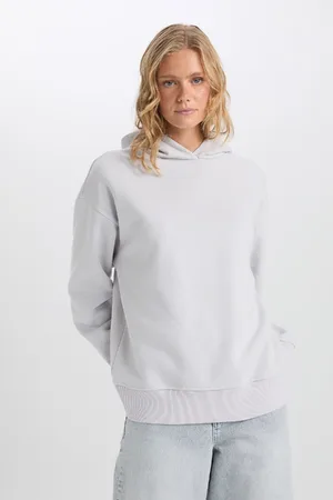 DeFacto Relax Fit Hooded Thick Basic Plain Sweatshirt