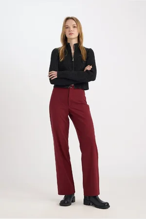 DeFacto Pants Wide Leg Wide Leg High Waist Basic Plain Standard Length