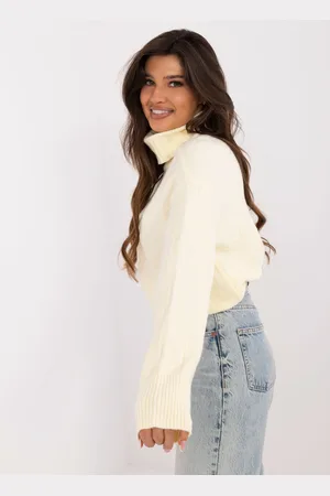 Wool Fashion Italia Světle žlutý dámský rolák se vzory