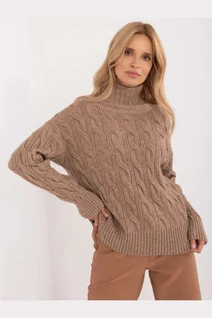 Wool Fashion Italia Tmavě béžový dámský rolák