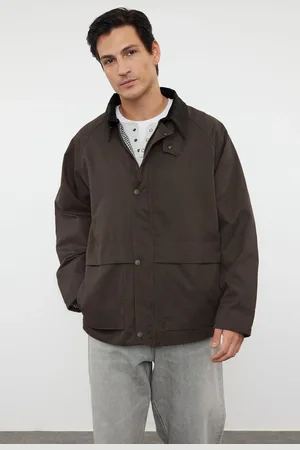Trendyol Brown Regular Fit Velvet Collar Detailed Unisex Seasonal Coat