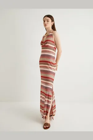 Koton Halter Neck Crochet Long Dress Multicolor