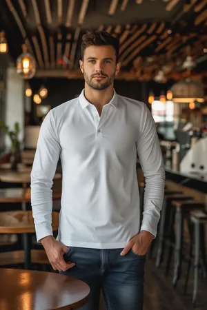 Trendyol White Slim/Narrow Cut Long Sleeve Basic Polo Neck T-shirt