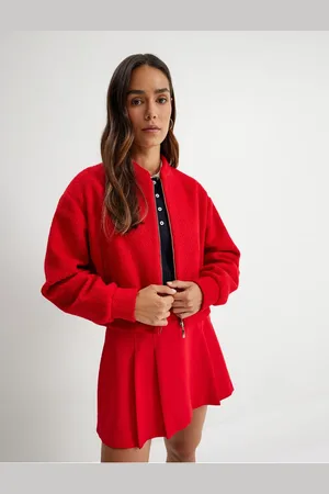Koton Wool Blended Textured Round Collar Zippered Crop Bomber Jacket