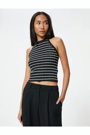 Koton Striped Barbell Neck Sleeveless Knit Top