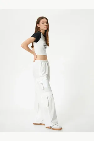 Koton Oversize Parachute Pants Low Waist Wide Leg Cargo Pocket Cotton