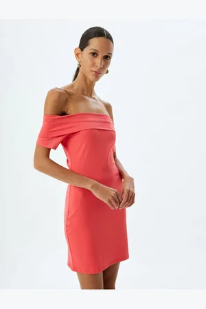 Koton Madonna Collar Off Shoulder Pencil Dress Mini Length Slim Fit