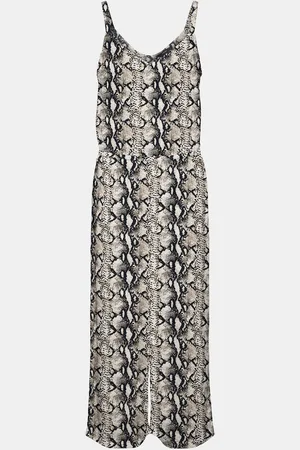 VERO MODA Černo-béžový vzorovaný zkrácený overal Simply - Dámské