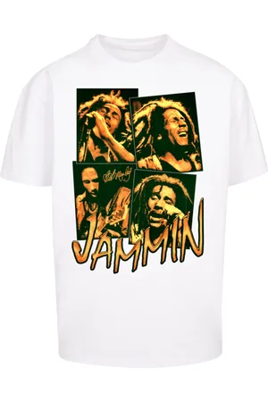 Merchcode Pánské tričko Bob Marley Jammin Live Oversize bílé