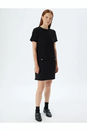 Koton Mini Short Sleeve Dress Round Neck Flap Pocket Detail