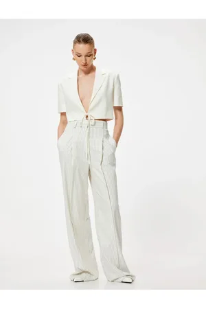 Koton Front Tie Crop Linen Jacket Short Sleeve