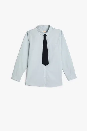 Koton Shirt Tie Detailed Long Sleeve Cotton Classic Collar