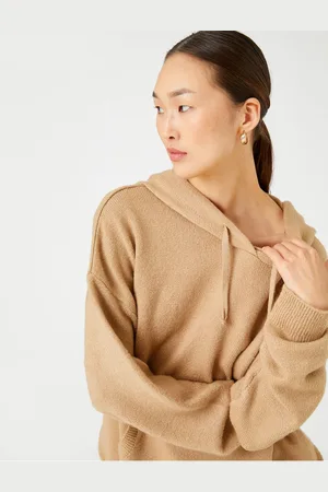 Koton Oversized pletený svetr s kapucí Klokan s kapsou