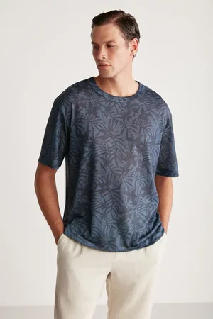 Grimelange Lucas Comfort Navy Blue / Patterned T-shirt