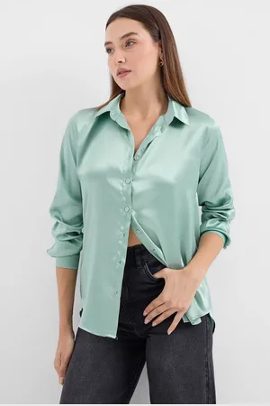 Bigdart 3964 Lightly Flowy Satin Shirt - Çağla