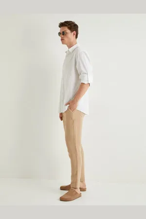 Koton Summer Muslin Trousers Slim Leg Waist Laced Pocket Detail Buttoned