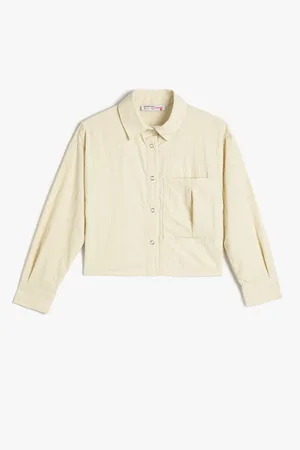 Koton Shirt Long Sleeve Wide Pocket Detailed Snap Button Parachute Fabric