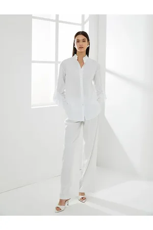 Koton Scallop Shirt Long Sleeve Buttoned Collar Ruffle Cotton