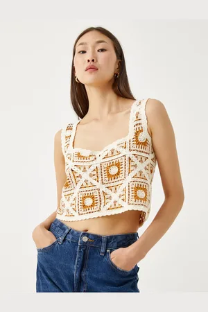 Koton Crop Bustier Crochet Square Neck