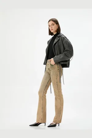 Koton Distressed Lightweight Flare Jeans Slim Fit Standard Waist Cotton Pocket - Victoria Slim Jea