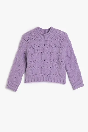 Koton Knit Sweater Openwork Round Neck Long Sleeve Soft Textured