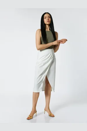 Koton Midi Skirt Wrap Closure Deep Slit
