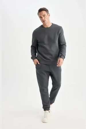 DeFacto Relax Fit Waist Tie Elastic Leg Pocket Basic Plain Thick Jogger Sweatpants