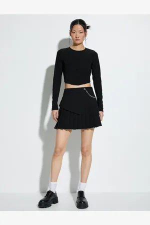 Koton Pleated Mini Skirt Chain Detail Normal Waist