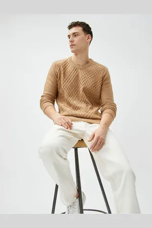 Koton Knitwear Sweater Diamond Patterned Long Sleeve Crew Neck