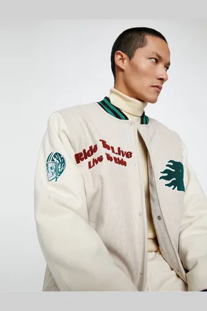 Koton College Jacket Bomber Collar Embroidered Detailed Snap Button Pocket