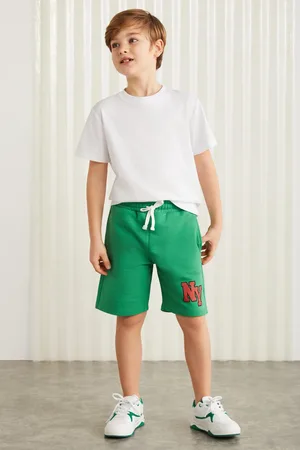 Grimelange Darvell-grm24007 Boys 100% Cotton Printed Shorts Benetton Gree