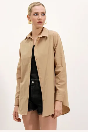 Bigdart 3900 Oversize Long Basic Shirt - Biscuit
